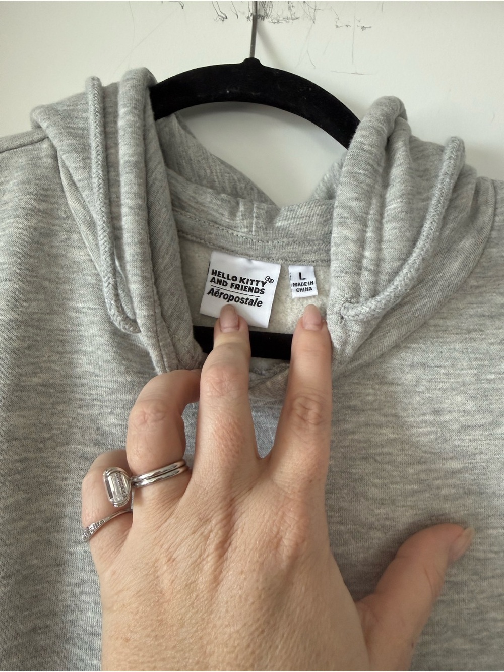 Aeropostale Hello Kitty Grey Hoodie with Red Patch - Picture 5 of 5